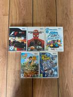 5 Wii spellen: F1, Spiderman, Raving Rabbits, Go Diego, Spelcomputers en Games, Games | Nintendo Wii, 3 spelers of meer, Ophalen of Verzenden