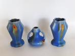 Belgisch aardewerk, Thulin Faiencerie, drie vaasjes, Huis en Inrichting, Woonaccessoires | Vazen, Ophalen, Overige kleuren, Aardewerk of Porselein