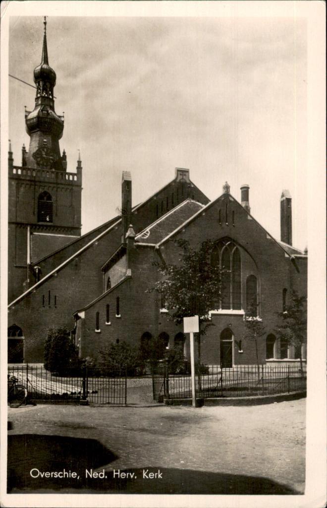 Overschie Ned Herv Kerk st 1950, Verzamelen, Ansichtkaarten | Nederland, Gelopen, Zuid-Holland, 1940 tot 1960, Verzenden