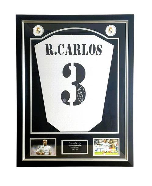 Roberto Carlos Real Madrid 24/25 Gesigneerd ingelijst shirt, Verzamelen, Sportartikelen en Voetbal, Nieuw, Shirt, Buitenlandse clubs