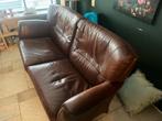 Bruine leren bank - 180cm - Gebruikt, Huis en Inrichting, Banken | Bankstellen, Ophalen, Gebruikt, 150 tot 200 cm, Tweepersoons
