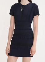 Maje mini jurk minijurk met ruche nachtblauw maat 40, Maat 38/40 (M), Blauw, Nieuw, Ophalen of Verzenden