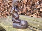 handgemaakte houten beeld zwangere vrouw met asbak, Ophalen of Verzenden