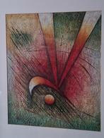 B. Long abstract schilderij met rode lijst, Antiek en Kunst, Kunst | Schilderijen | Abstract, Ophalen