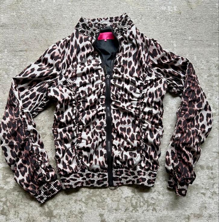 Leuk tijgerprint jasje met speelse details - S, Kleding | Dames, Jasjes, Kostuums en Pakken, Zo goed als nieuw, Maat 36 (S), Bruin