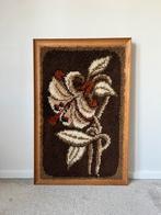 Vintage smyrna kunstwerk,86x56cm.Bloem vintage 60s 70s retro, Ophalen, Gebruikt