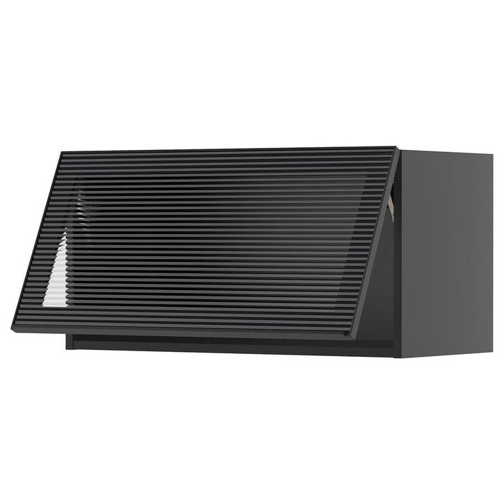 Nieuw IKEA Metod Bovenkastje, zwart/antra met glas, Huis en Inrichting, Keuken | Keukenelementen, Nieuw, Minder dan 100 cm, 50 tot 100 cm