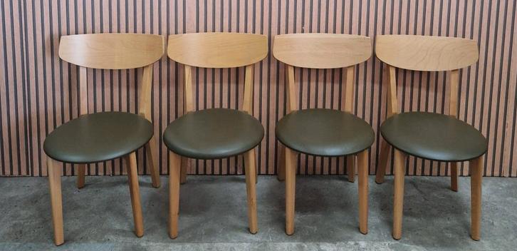 98 x Houten Deense design stoelen Artek stijl cafestoelen, Huis en Inrichting, Stoelen, Zo goed als nieuw, Vijf, Zes of meer stoelen