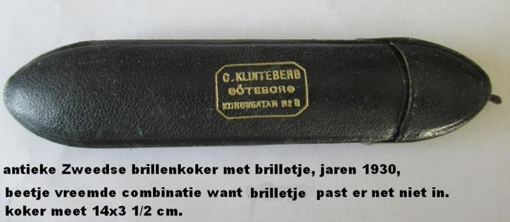 antiek brilletje jaren 30, in koker, Goteborg Zweden, Verzamelen, Overige Verzamelen, Gebruikt, Ophalen of Verzenden