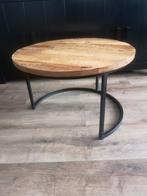 Houten bijzettafel 48 cm hoog 75 cm breed, Minder dan 55 cm, Gebruikt, Rond, Ophalen