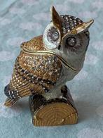 Handgemaakt emaille metalen juwelendoos Uil met kristallen, Ophalen of Verzenden, Nieuw, Vogel, Beeldje of Figuurtje