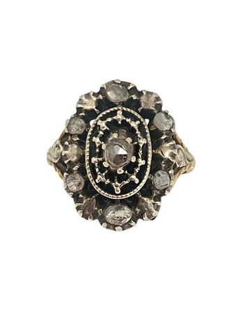 Antieke goud- en zilveren ring met roosdiamant mt 17,5 beschikbaar voor biedingen
