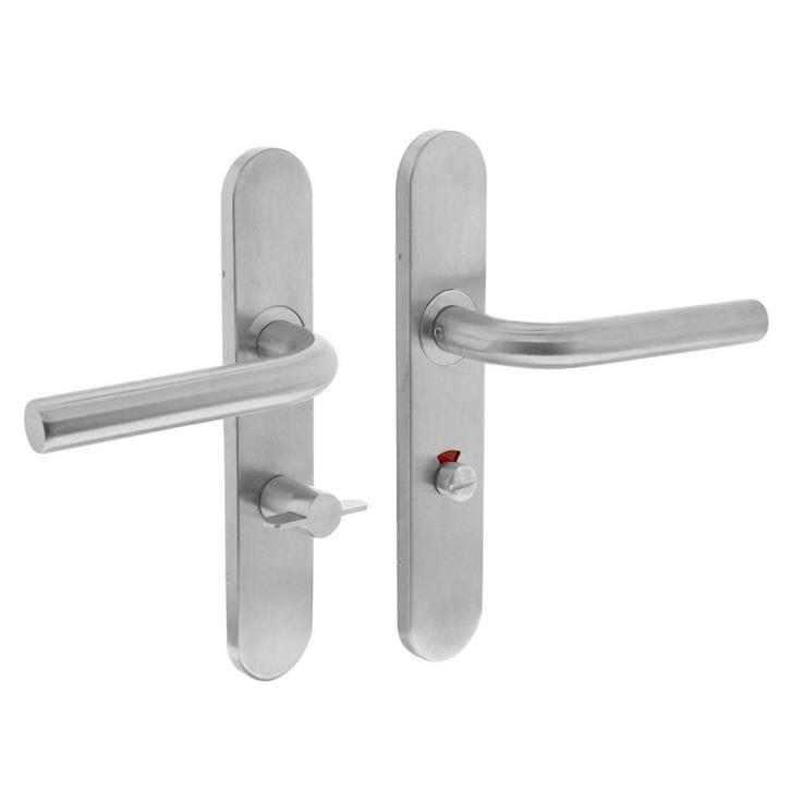 Intersteel wc  badkamer deurbeslag deurkruk op schild 63 RVS, Doe-het-zelf en Verbouw, Hang- en Sluitwerk, Nieuw, Klink of Kruk