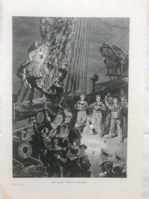 Ferd. Lindler: Sylvester in den Toppen, 1880, 31x23cm. Mooi!, Antiek en Kunst, Kunst | Etsen en Gravures, Ophalen of Verzenden