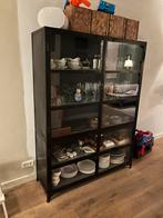 Industriele metalen vitrinekast zwart, Huis en Inrichting, Kasten | Vitrinekasten, Ophalen, 100 tot 150 cm, Metaal, 25 tot 50 cm
