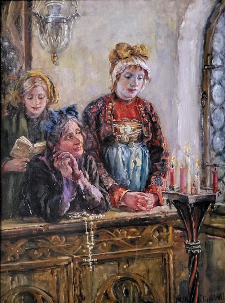 M. Philips Weber, 1845-1942, 30x40cm paneel, nu 550,- euro!, Antiek en Kunst, Kunst | Schilderijen | Klassiek, Ophalen