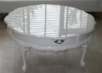 Hoogglans witte salontafel, Huis en Inrichting, Tafels | Salontafels, Ophalen, Zo goed als nieuw, Rond, Kersenhout