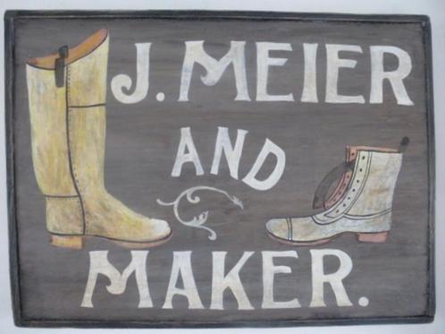 Schoenmaker reclame houten bord/vintage/uniek antiek etalage, Verzamelen, Merken en Reclamevoorwerpen, Zo goed als nieuw, Reclamebord