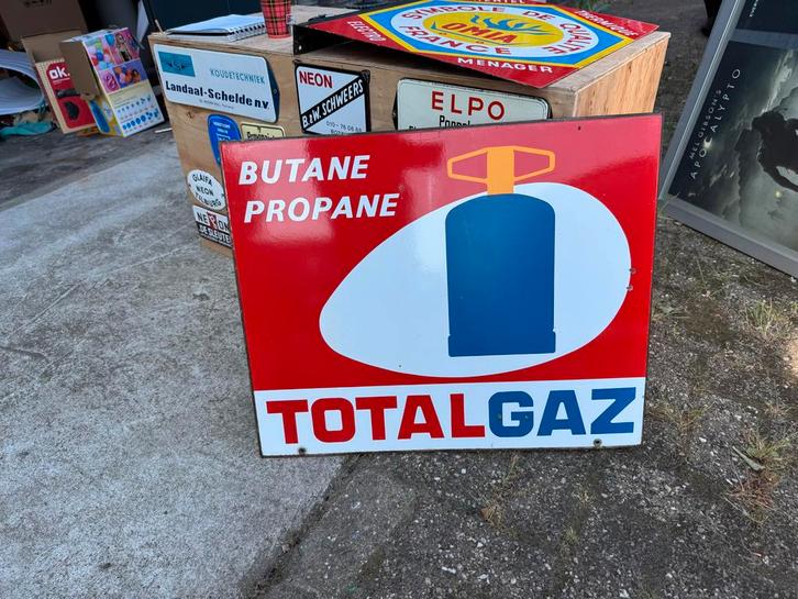 Vintage Totalgaz Emaille Reclamebord, Antiek en Kunst, Antiek | Emaille, Ophalen