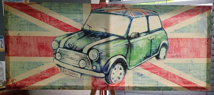 canvas Mini John Cooper Works met Union Jack, Auto diversen, Overige Auto diversen, Ophalen
