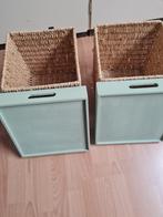 2 rieten mandjes met deksel, Ophalen, Mand, Vierkant, Zo goed als nieuw