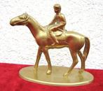 Bronzen of messing paard met jockey op voet, Antiek en Kunst, Ophalen