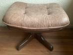 Vintage lederen voetenbank, Huis en Inrichting, Ophalen, Gebruikt, Rechthoekig, 50 tot 75 cm