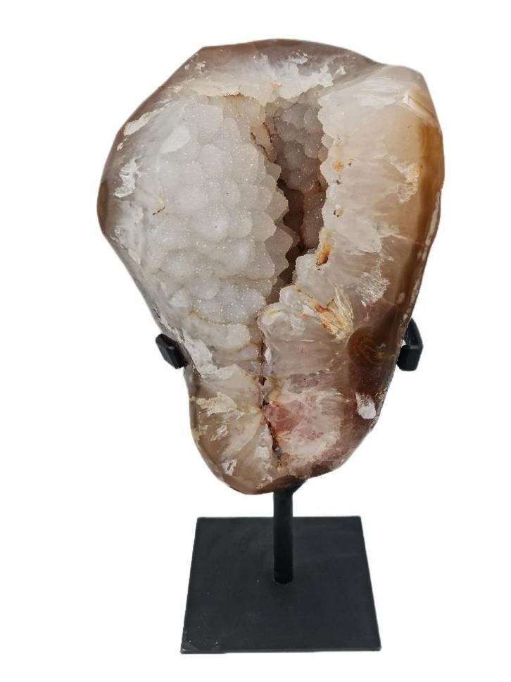 Agaat- rotsachtige agaat gepolijst op standaard #4, Verzamelen, Mineralen en Fossielen, Ophalen of Verzenden