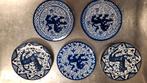 5 Vintage Blauw-Witte Decoratieve Borden, Antiek en Kunst, Ophalen