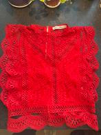 Rode kanten top. Maat M. Deels doorschijnend., Kleding | Dames, Maat 38/40 (M), Nieuw, Ophalen of Verzenden, Korte mouw