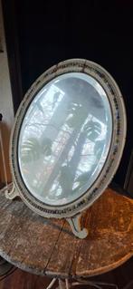 Oude houten staande spiegel facet geslepen 63 cm hoog, Ophalen of Verzenden, Ovaal, 50 tot 100 cm, Minder dan 100 cm