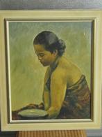 Indonesisch schilderij -javaanse vrouw - chris bodde, Ophalen