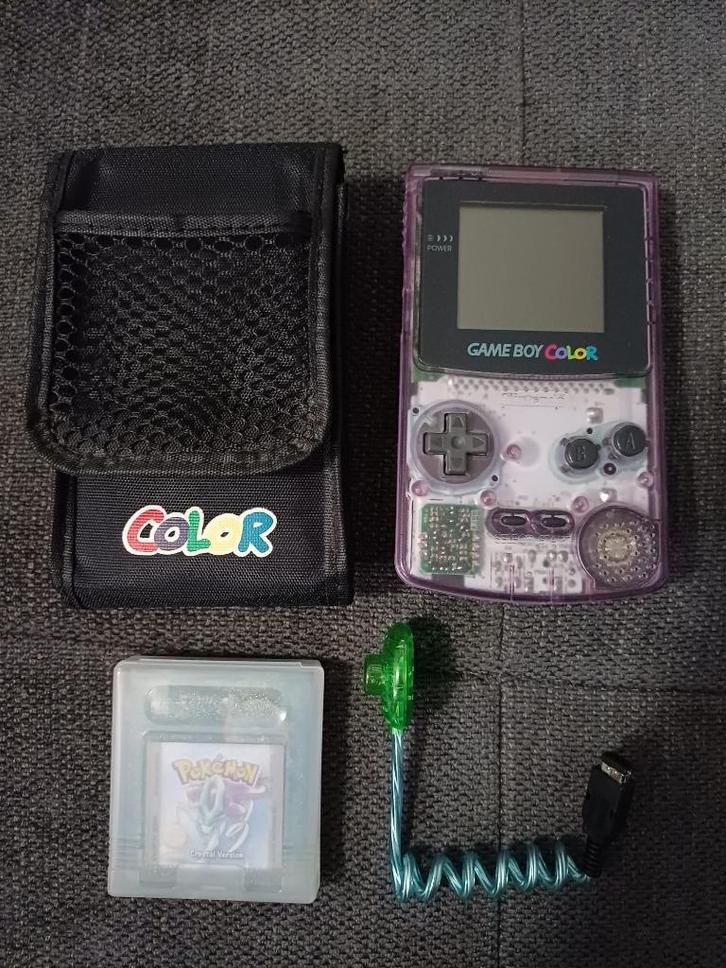 Gameboy Color, Pokémon Crystal, Worm Light & Carrying Case, Spelcomputers en Games, Spelcomputers | Nintendo Game Boy, Zo goed als nieuw