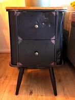 Zwart metalen / hout ladenkastje, Huis en Inrichting, Ophalen, Zo goed als nieuw, Minder dan 45 cm