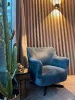 Draaistoel draai fauteuil draaifauteul hotel chic ijsblauw, Ophalen, Zo goed als nieuw, Stof, 50 tot 75 cm