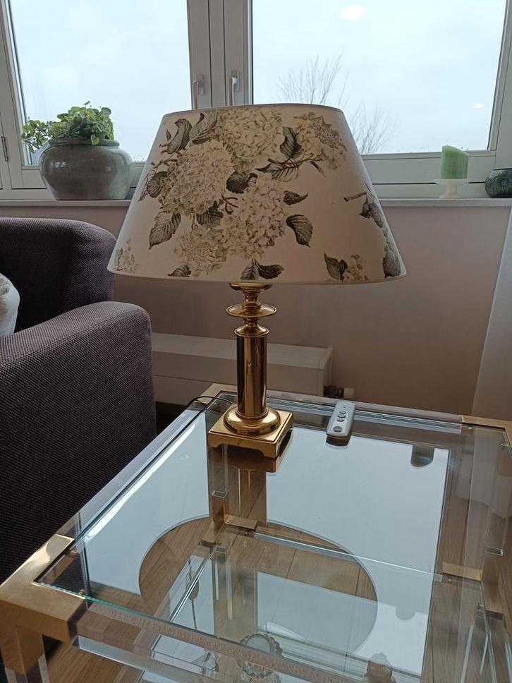 2 Koperen Lampen met Bloemenkap, Antiek en Kunst, Antiek | Lampen, Ophalen