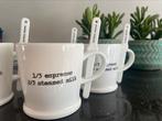 4 Koffie / latte / mokken kopjes met lepel -  Riviera Maison, Huis en Inrichting, Kop(pen) en/of Schotel(s), Ophalen of Verzenden