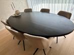 Ovale eiken eettafel zwart, Huis en Inrichting, Ophalen, 100 tot 150 cm, 200 cm of meer, Zo goed als nieuw