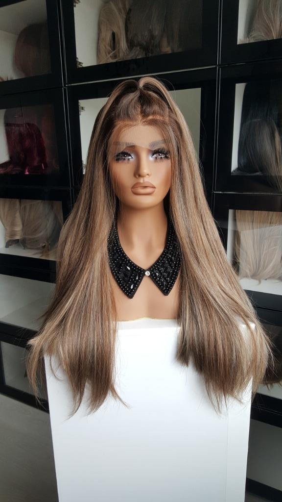 Luxe Lace Pruik: Uitgroei naar Licht assig Bruin, stijl 70cm, Sieraden, Tassen en Uiterlijk, Uiterlijk | Haarverzorging, Nieuw