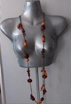 Manouk - ketting met glas, been en hout, Overige materialen, Verstelbaar, Bruin, Verzenden