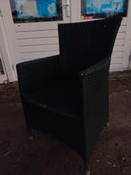 Tuinstoelen zwart kunststof rotan - 5 stuks, Ophalen, Gebruikt, Kunststof