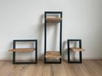 Industrieel Wanddecoratie Set - Mango Hout & Zwart Metaal, Ophalen, Zo goed als nieuw