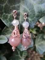 Oorbellen Cesarine zonnesteen-glas facet steker rosegold, Ophalen, Nieuw