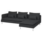 IKEA Söderhamn 4-zits bank met chaise-longue antraciet, Ophalen, Gebruikt, Metaal, Chromen poten en stoffen bekleding