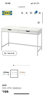 Ikea alex bureau wit 132x58 cm, Zo goed als nieuw, Ophalen, Bureau