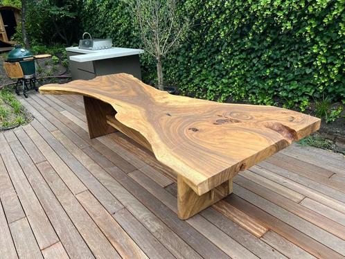 Hardhouten boomstamtafels tuintafels iroko mahonie suar eik, Tuin en Terras, Tuintafels, Nieuw, Ovaal, Hout, Ophalen