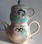 Theepot met Kopje Pierrot, Huis en Inrichting, Keuken | Servies, Ophalen of Verzenden, Zo goed als nieuw, Overige stijlen, Kop(pen) en/of Schotel(s)