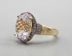 Gouden Vintage ring edelsteen morganiet en diamant.2025/394., ., Paars, Ophalen of Verzenden, Zo goed als nieuw