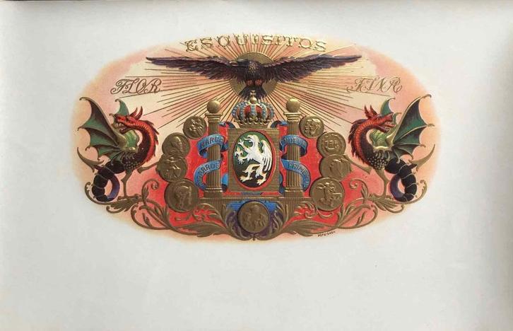 KISTETIKET ESQUISITOS FLOR FINA " DEP. NO. 3454", Verzamelen, Rookartikelen, Aanstekers en Luciferdoosjes, Nieuw, Tabaksdoos of Verpakking