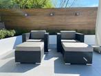 + t.e.a.b. 2 fauteuils & hockers Bellagio-zwart textileen +, Gebruikt, Textileen, Loungeset, Hocker